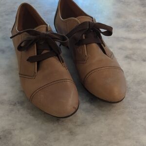 Naya Tan Leather Lace-Up Flats
